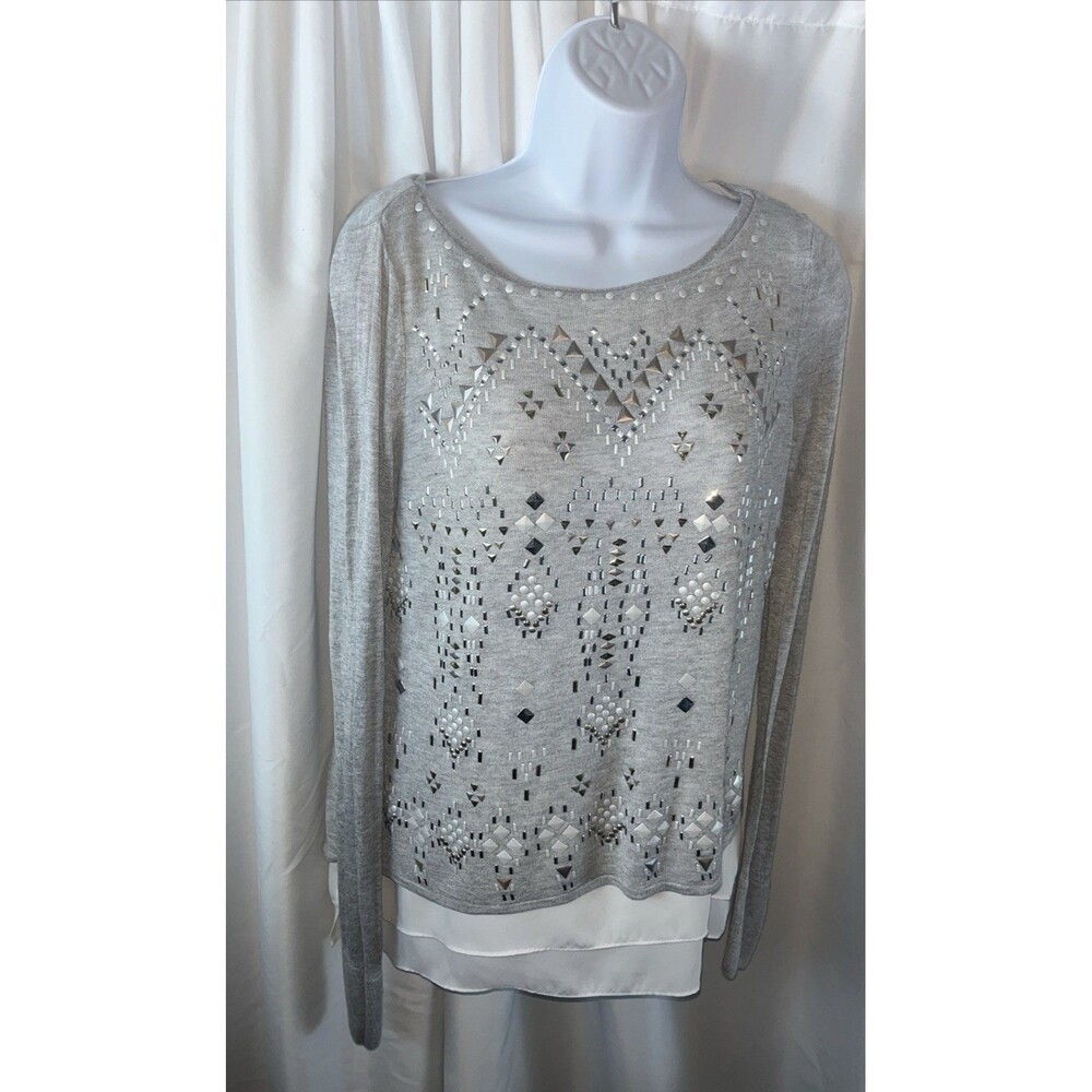 White House Black Market Women’s Double Layered Hi Low Tunic Sweater Suze M